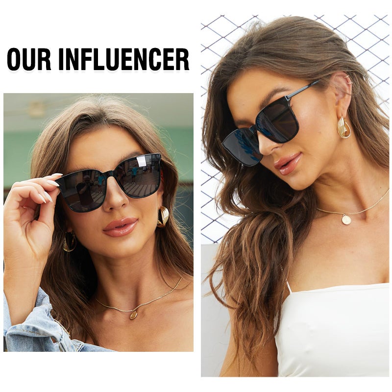 DUCO Oversized Polarized Sunglasses Womens Trendy Mirrored Shades Retro Round Vintage Light Weight UV400 Sun Glasses W016 - Image 2